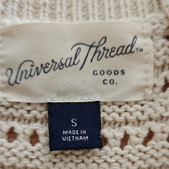 NWOT Elegant Cream Knit Women's Top. 100% Cotton. Size: S. Universal Thread. - Picture 2 of 8